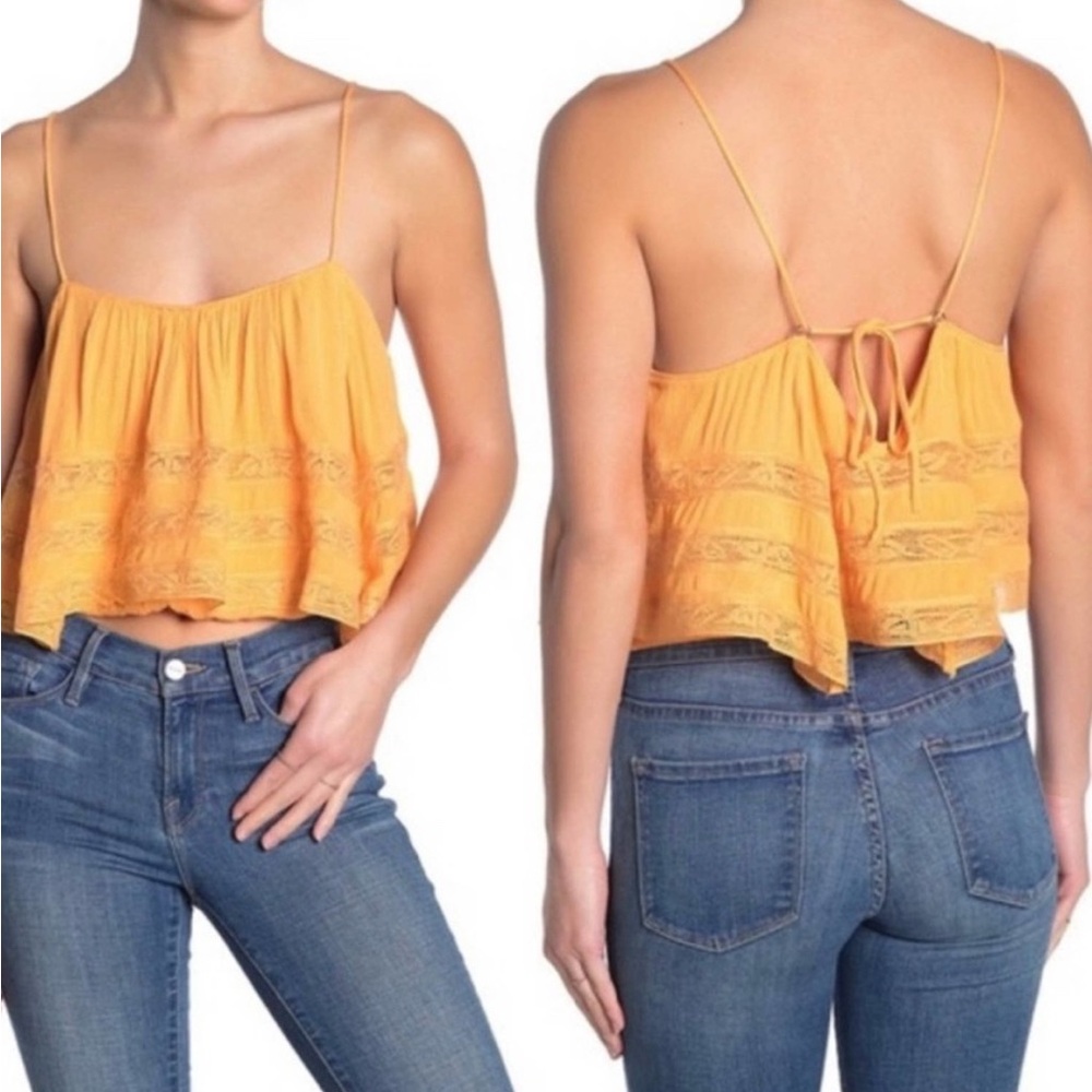 Free People Yellow Crop Top with Spaghetti Straps